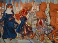 A Nő négyszer - 70x50 cm kerámiakép/dombormű - háttér-festménnyel
